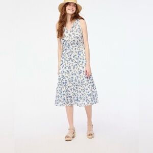 J. Crew Blue and White Floral Midi Dress